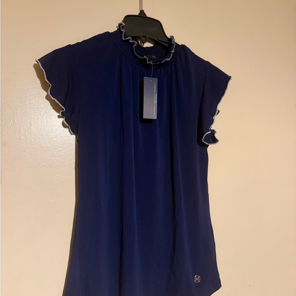 Adrienne Vittadini Small Navy Blue Women's Top